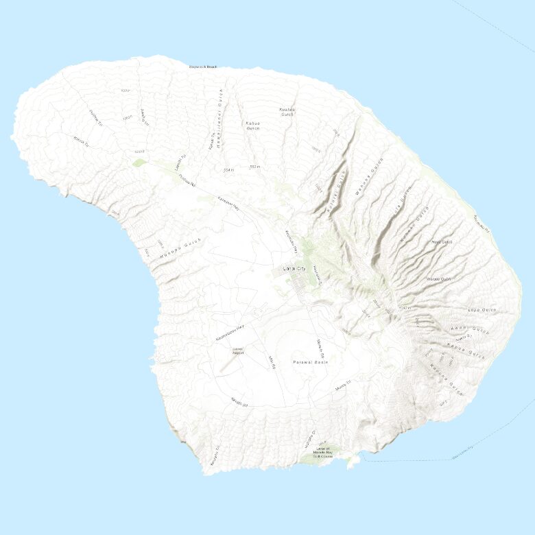 Map of Lanai, an island of the County of Maui